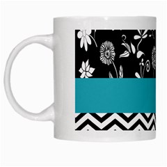 Flowers Turquoise Pattern Floral White Mugs by BangZart