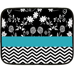 Flowers Turquoise Pattern Floral Double Sided Fleece Blanket (mini)  by BangZart