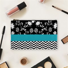 Flowers Turquoise Pattern Floral Cosmetic Bag (medium)  by BangZart