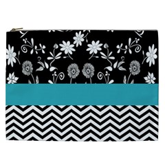 Flowers Turquoise Pattern Floral Cosmetic Bag (xxl)  by BangZart