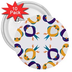 Pattern Circular Birds 3  Buttons (10 Pack)  by BangZart