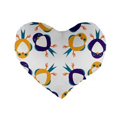 Pattern Circular Birds Standard 16  Premium Heart Shape Cushions by BangZart