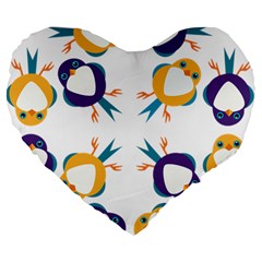 Pattern Circular Birds Large 19  Premium Heart Shape Cushions by BangZart