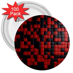 Black Red Tiles Checkerboard 3  Buttons (100 Pack)  by BangZart