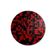 Black Red Tiles Checkerboard Rubber Round Coaster (4 Pack)  by BangZart