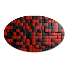 Black Red Tiles Checkerboard Oval Magnet by BangZart