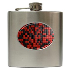 Black Red Tiles Checkerboard Hip Flask (6 Oz) by BangZart