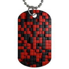 Black Red Tiles Checkerboard Dog Tag (two Sides) by BangZart