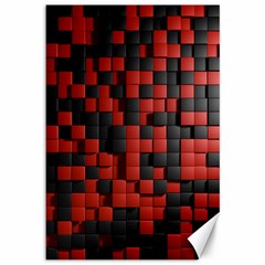 Black Red Tiles Checkerboard Canvas 12  X 18   by BangZart