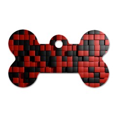 Black Red Tiles Checkerboard Dog Tag Bone (one Side) by BangZart