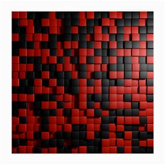 Black Red Tiles Checkerboard Medium Glasses Cloth (2-side) by BangZart