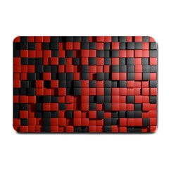 Black Red Tiles Checkerboard Small Doormat  by BangZart