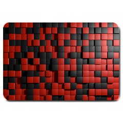 Black Red Tiles Checkerboard Large Doormat  by BangZart