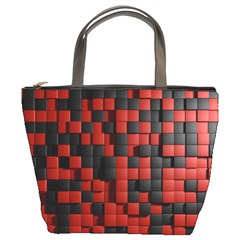 Black Red Tiles Checkerboard Bucket Bags by BangZart