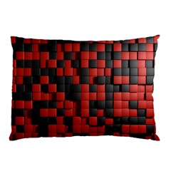 Black Red Tiles Checkerboard Pillow Case by BangZart