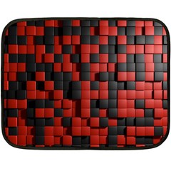 Black Red Tiles Checkerboard Double Sided Fleece Blanket (mini)  by BangZart