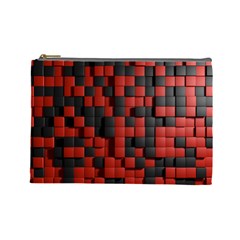 Black Red Tiles Checkerboard Cosmetic Bag (large)  by BangZart