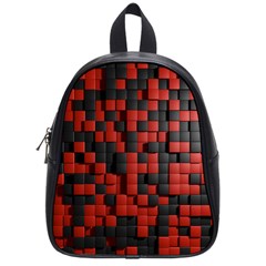 Black Red Tiles Checkerboard School Bags (small)  by BangZart