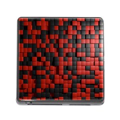 Black Red Tiles Checkerboard Memory Card Reader (square) by BangZart