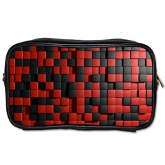 Black Red Tiles Checkerboard Toiletries Bags 2-side by BangZart