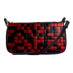 Black Red Tiles Checkerboard Shoulder Clutch Bags by BangZart