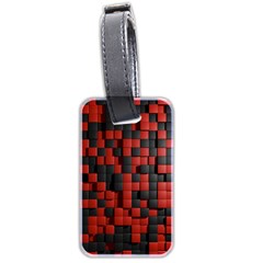 Black Red Tiles Checkerboard Luggage Tags (two Sides) by BangZart