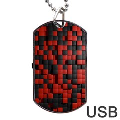 Black Red Tiles Checkerboard Dog Tag Usb Flash (one Side) by BangZart