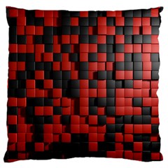 Black Red Tiles Checkerboard Large Cushion Case (one Side) by BangZart