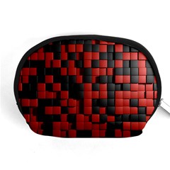 Black Red Tiles Checkerboard Accessory Pouches (medium)  by BangZart