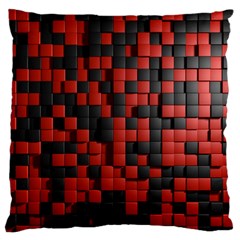 Black Red Tiles Checkerboard Large Flano Cushion Case (one Side) by BangZart