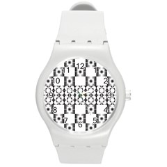 Pattern Background Texture Black Round Plastic Sport Watch (m) by BangZart