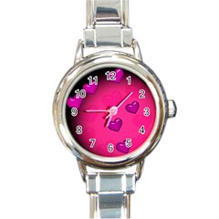 Background Heart Valentine S Day Round Italian Charm Watch by BangZart