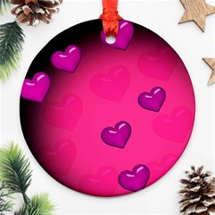 Background Heart Valentine S Day Ornament (round) by BangZart