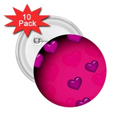 Background Heart Valentine S Day 2 25  Buttons (10 Pack) 