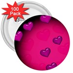 Background Heart Valentine S Day 3  Buttons (100 pack)  Front