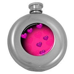 Background Heart Valentine S Day Round Hip Flask (5 Oz) by BangZart