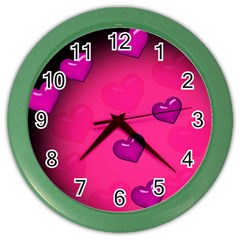 Background Heart Valentine S Day Color Wall Clocks by BangZart