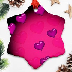 Background Heart Valentine S Day Snowflake Ornament (two Sides) by BangZart