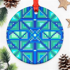 Grid Geometric Pattern Colorful Ornament (round) by BangZart