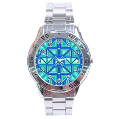 Grid Geometric Pattern Colorful Stainless Steel Analogue Watch by BangZart