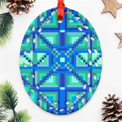 Grid Geometric Pattern Colorful Oval Filigree Ornament (two Sides) by BangZart