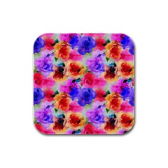 Floral Pattern Background Seamless Rubber Square Coaster (4 Pack)  by BangZart