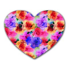 Floral Pattern Background Seamless Heart Mousepads by BangZart