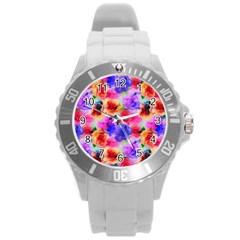 Floral Pattern Background Seamless Round Plastic Sport Watch (l) by BangZart