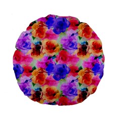 Floral Pattern Background Seamless Standard 15  Premium Flano Round Cushions by BangZart