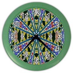 Kaleidoscope Background Color Wall Clocks by BangZart