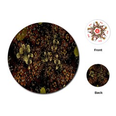 Wallpaper With Fractal Small Flowers Playing Cards (round)  by BangZart