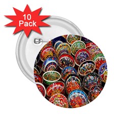 Colorful Oriental Bowls On Local Market In Turkey 2 25  Buttons (10 Pack)  by BangZart