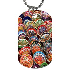 Colorful Oriental Bowls On Local Market In Turkey Dog Tag (two Sides) by BangZart