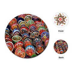 Colorful Oriental Bowls On Local Market In Turkey Playing Cards (round)  by BangZart